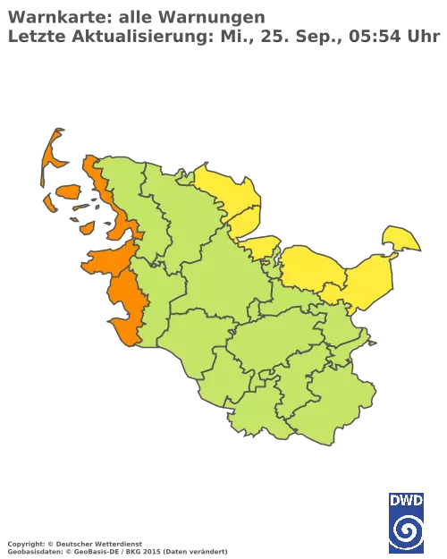 Aktuelle Wetterwarnungen für  Herzogtum Lauenburg