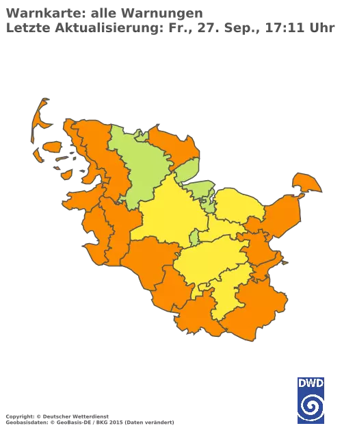 Aktuelle Wetterwarnungen für  Herzogtum Lauenburg