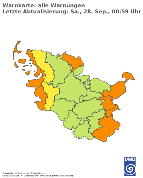 Aktuelle Wetterwarnungen für  Herzogtum Lauenburg