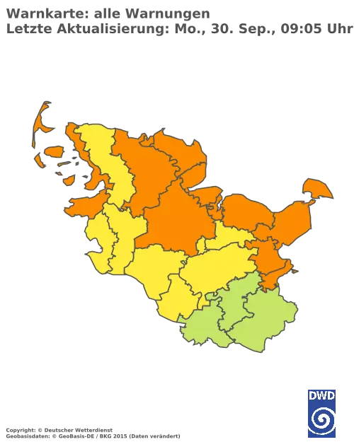 Aktuelle Wetterwarnungen für  Herzogtum Lauenburg